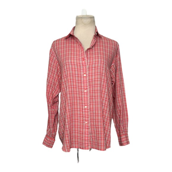 Ann Klein vintage red plaid long sleeves button shirt size 10 - Picture 1 of 12